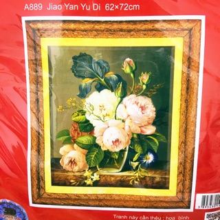 Tranh thêu hoa trà a889