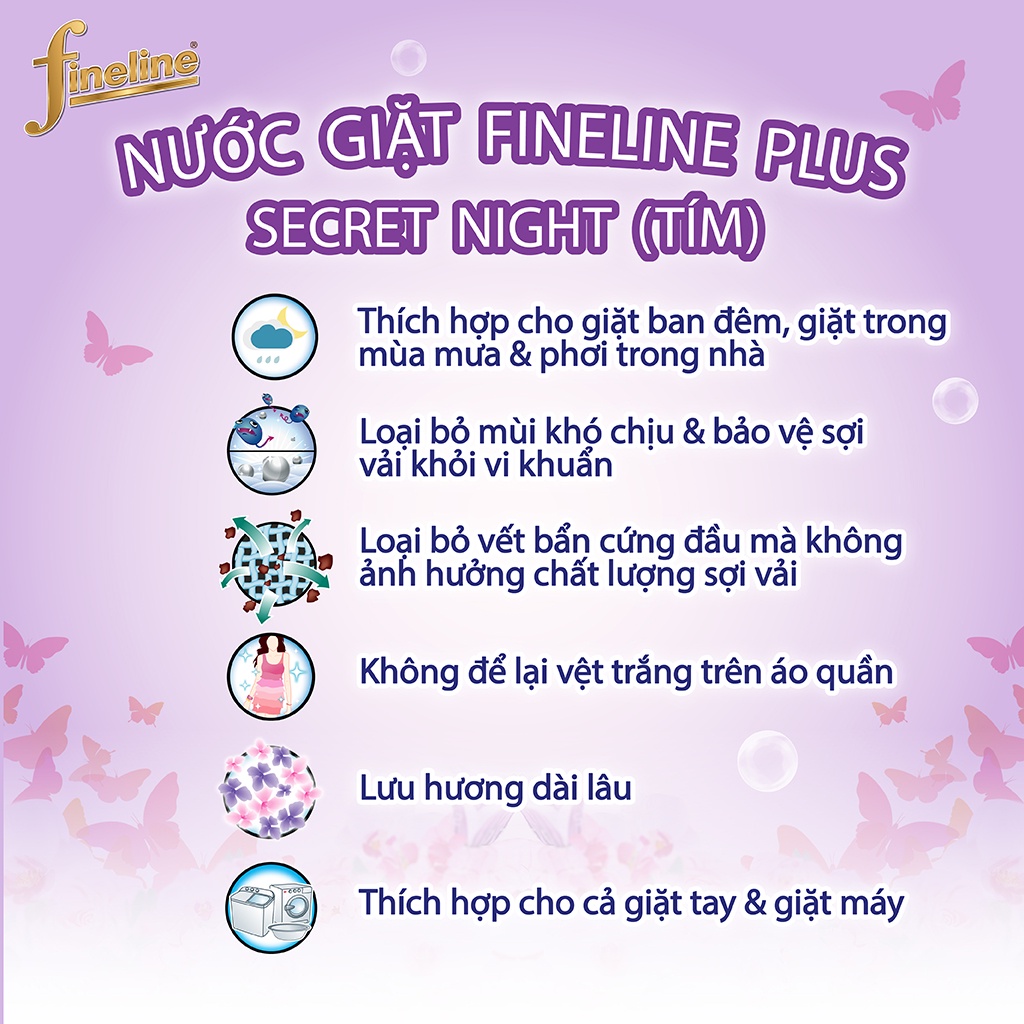 Nước Giặt Fineline Plus Secret Night (Tím) Can 3000 ml.