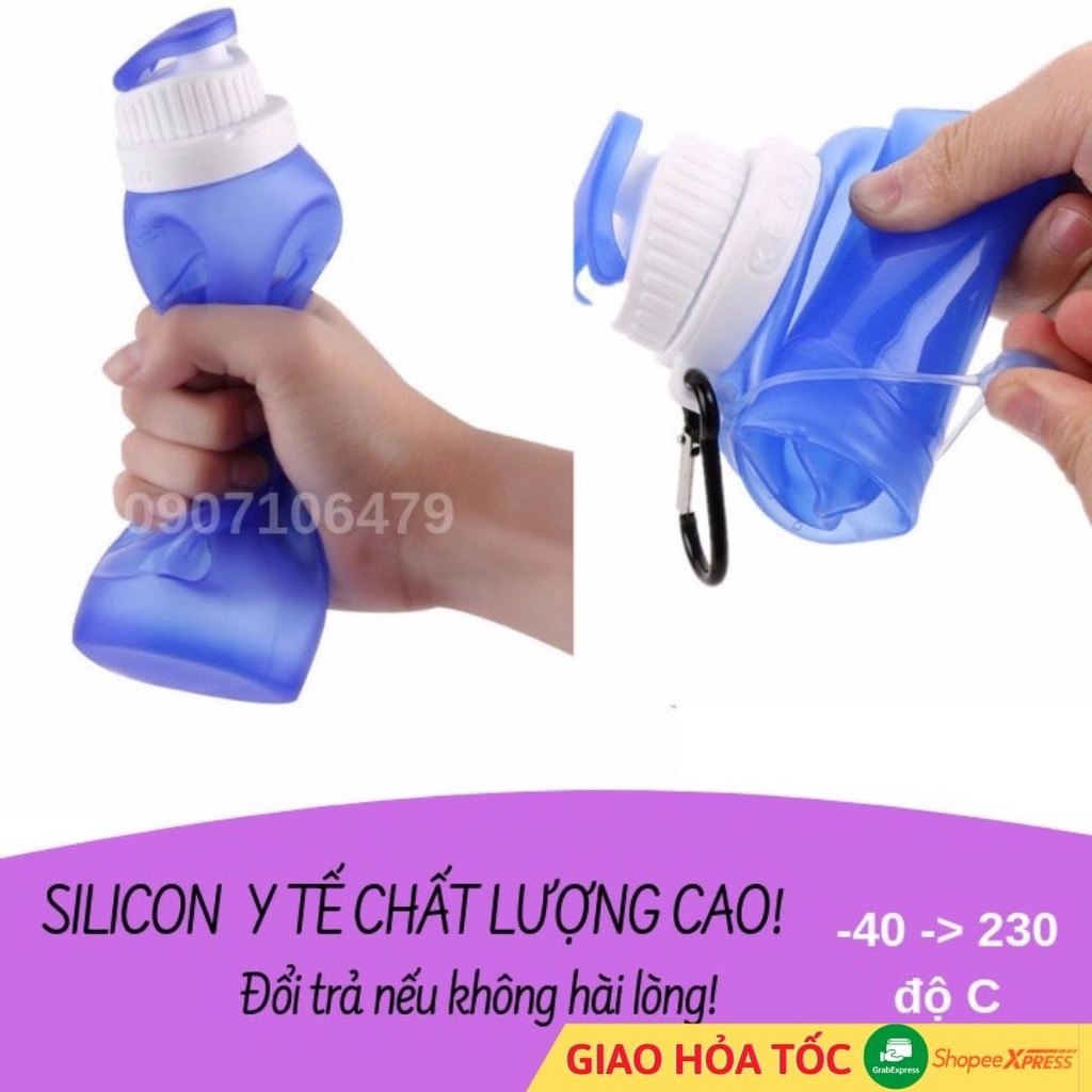 Bình đựng nước bằng silicon xếp gọn du lịch