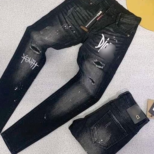 QUẦN BAGGY JEAN NAM CHẤT BÒ ĐEN KHÓA KIỂU NAM TÍNH SIÊU CO GIÃN- DB 0028- DUBATI FASHION