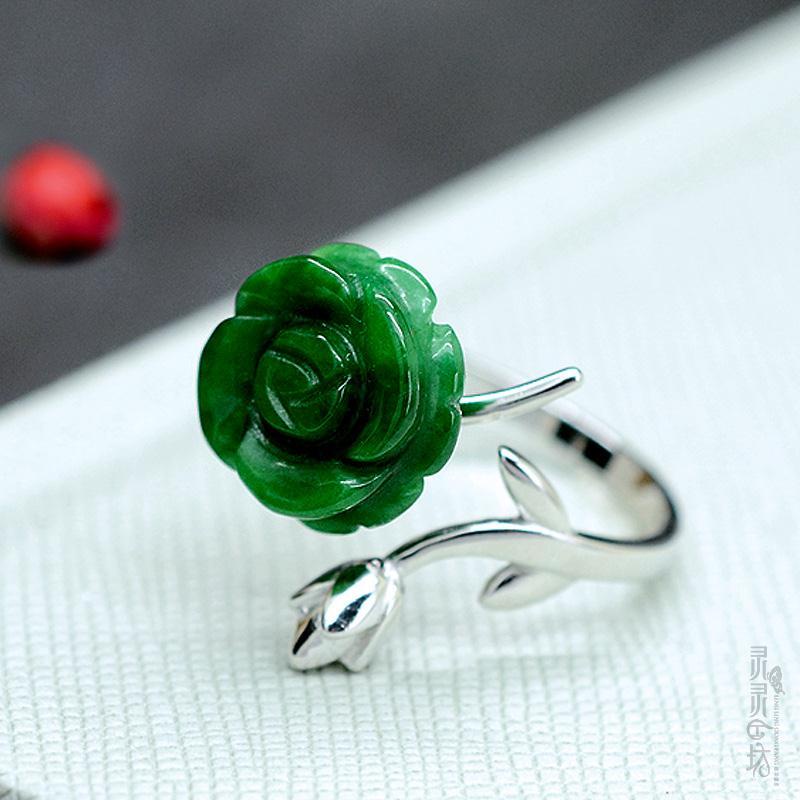 PANAOBEN ♥ sterling silver 925 rings for women vintage cute rings men Korean Fashion Accessories couple ring Korean Fashion Fake Gemstone Flower Shaped Metal Ring