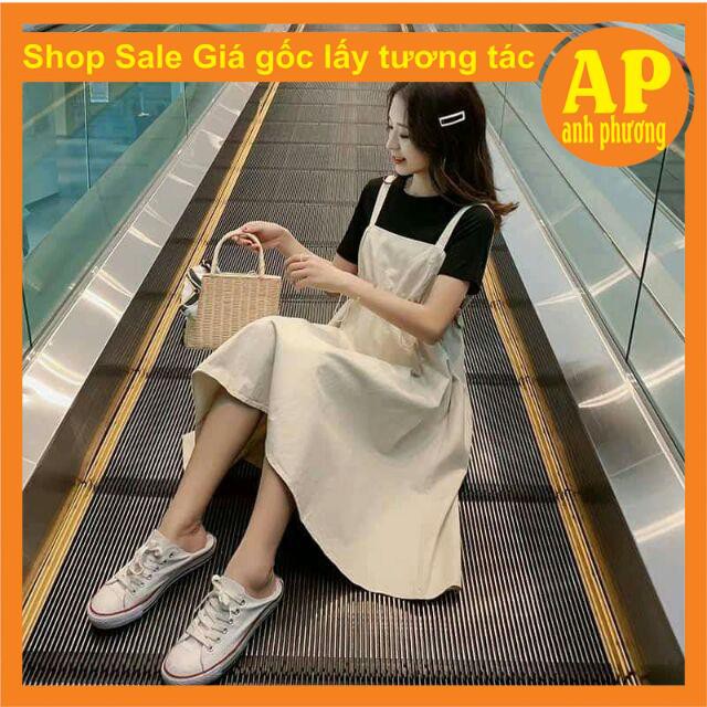 [SALE GIÁ GỐC]Set yếm váy chun eo kèm ảnh thật của sp💋Yếm chất kaki💋áo phông trong chất cotton mềm mịn | BigBuy360 - bigbuy360.vn