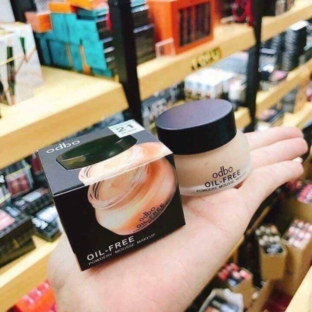 (Auth Thái)Phấn tươi/Kem nền che khuyết điểm Odbo Oil Free Powdery Mousse Makeup Thái Lan kiềm dầu. chống nước