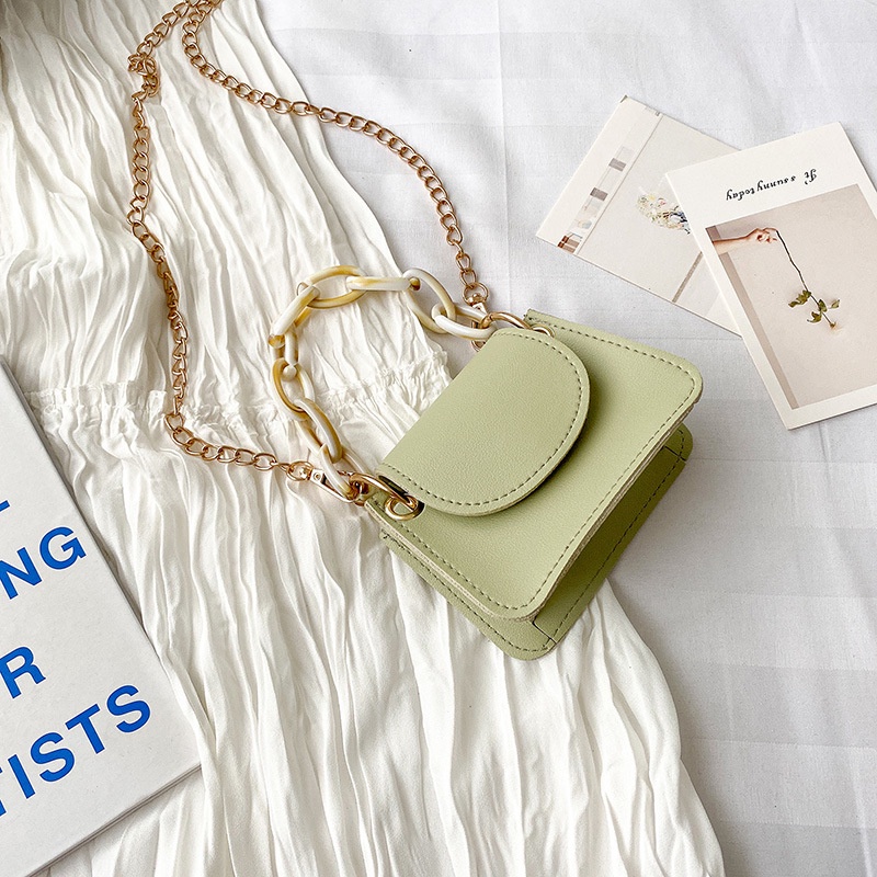 Túi đeo chéo MINI nữ dây xích, túi xách nữ đeo chéo da thời trang Hàn Quốc xanh hottrend nhỏ gọn giá rẻ - DODO FASHION