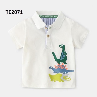 Áo thun cá sấu cổ polo họa tiết khủng long cho bé trai