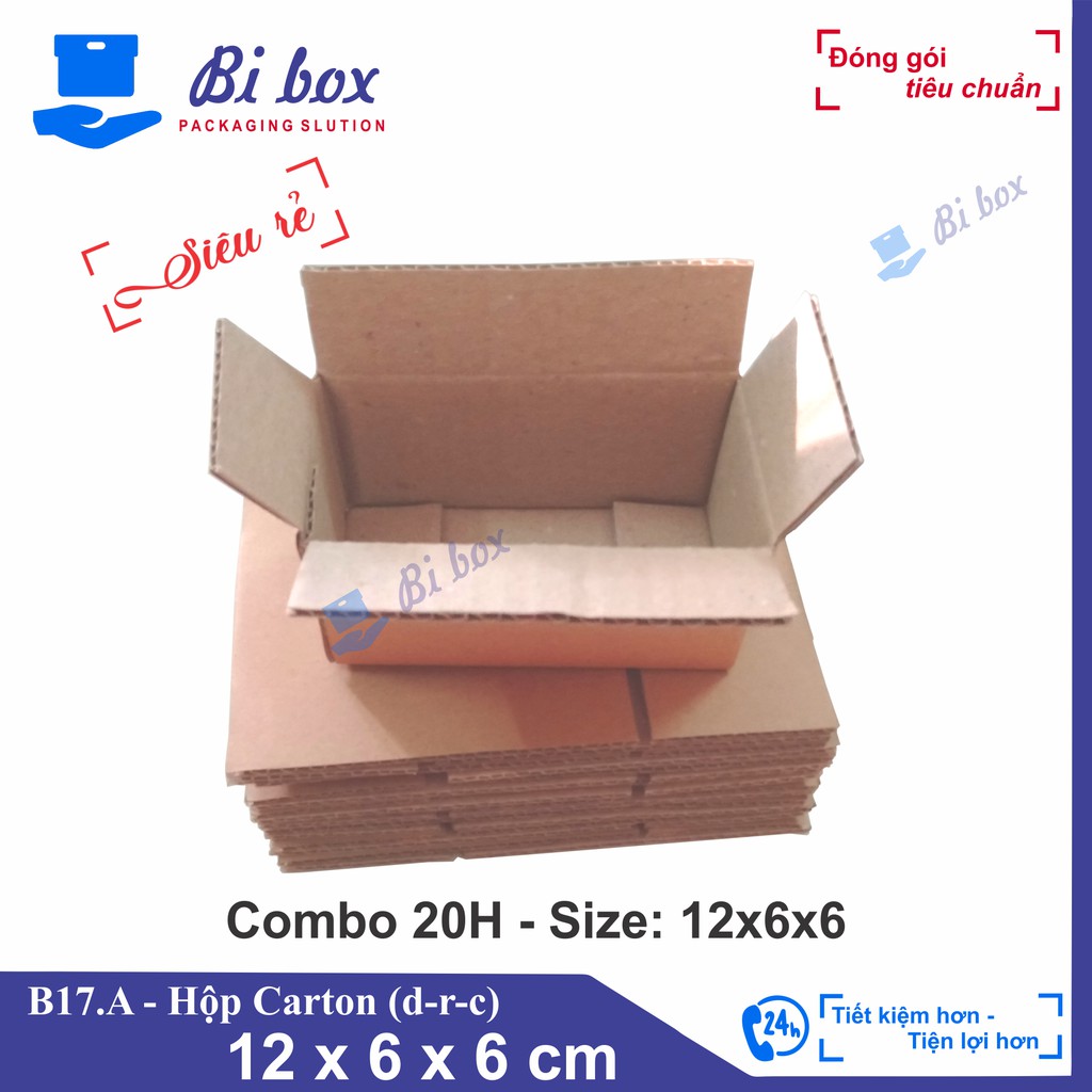 Combo 20 hộp giấy 12x6x6 - thùng hộp carton đóng hàng