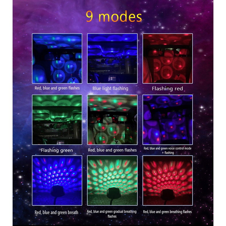 Đèn LED Chiếu Hình Quả Cầu Nhiều Màu Sắc Điều Khiển Bằng Âm Thanh Cho Xe Hơi