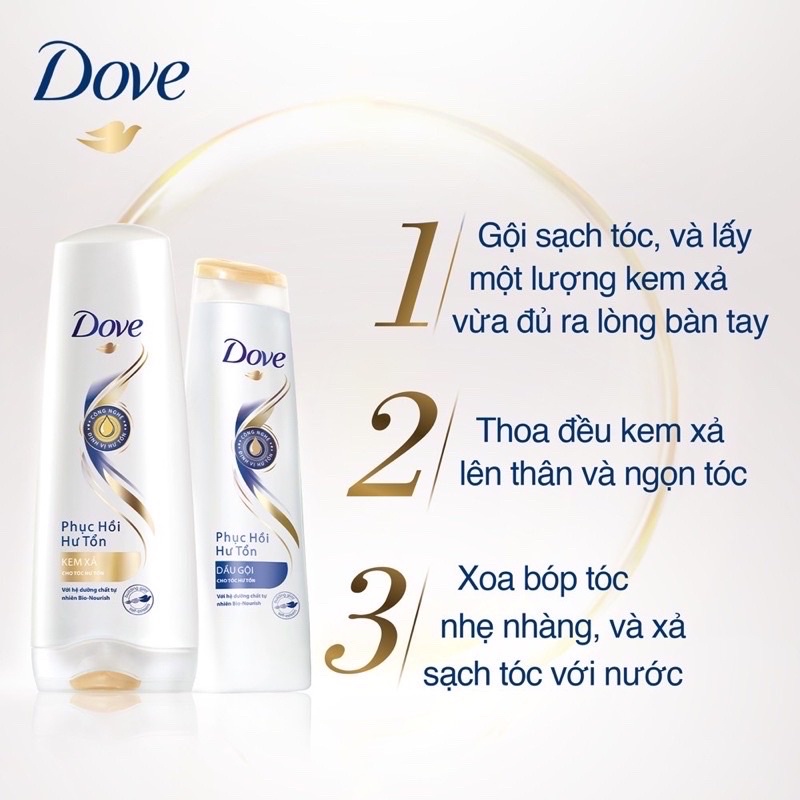 Dầu Gội Dove 640g/ Xả Dove 610g Phục Hồi Hư Tổn