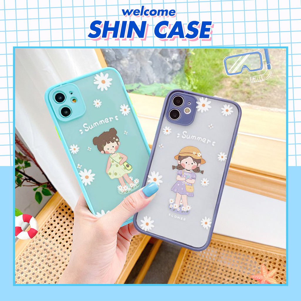 Ốp lưng iphone Summer Girl nhám viền nổi cong 6/6plus/6s/6splus/7/7plus/8/8plus/x/xr/xs/11/12/13/pro/max/plus/promax