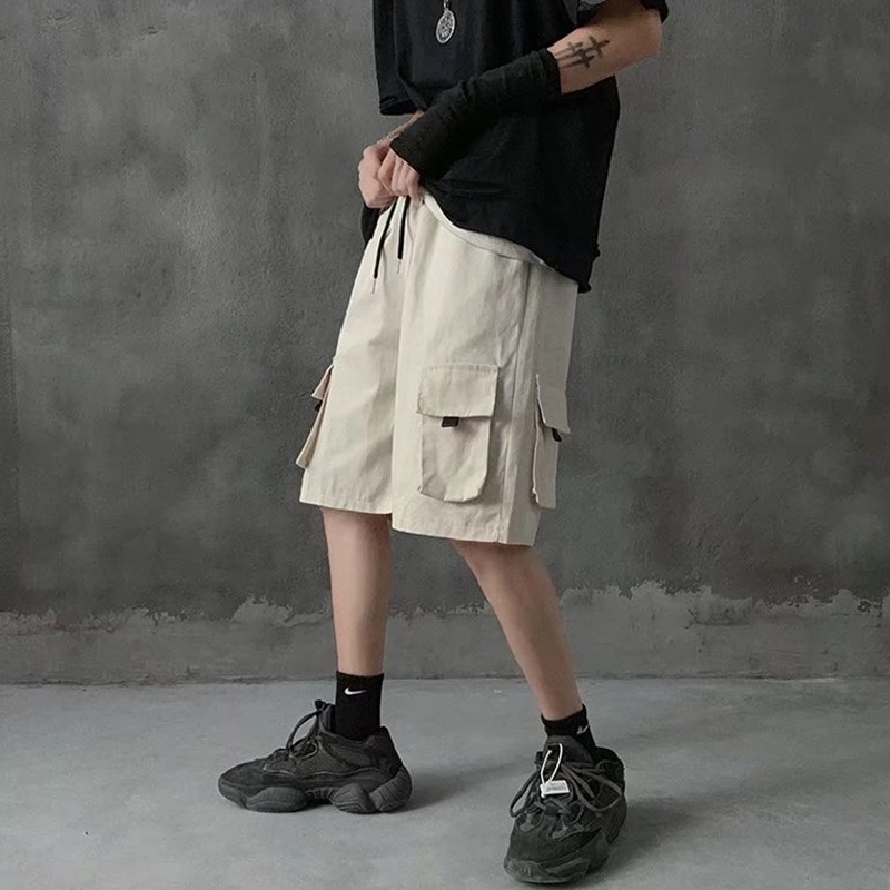 Quần Short Dáng Rộng Nhiều Túi Phong Cách Nhật Bản Thời Trang Cho Nam Size M-3XL