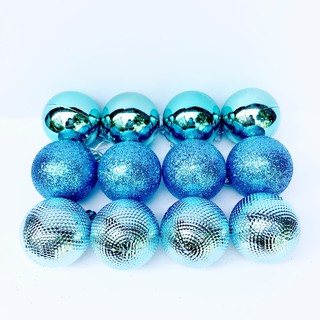 Hộp 12 quả châu xanh ngọc đường kính 6cm trang trí Noel, Giáng sinh, Năm mới