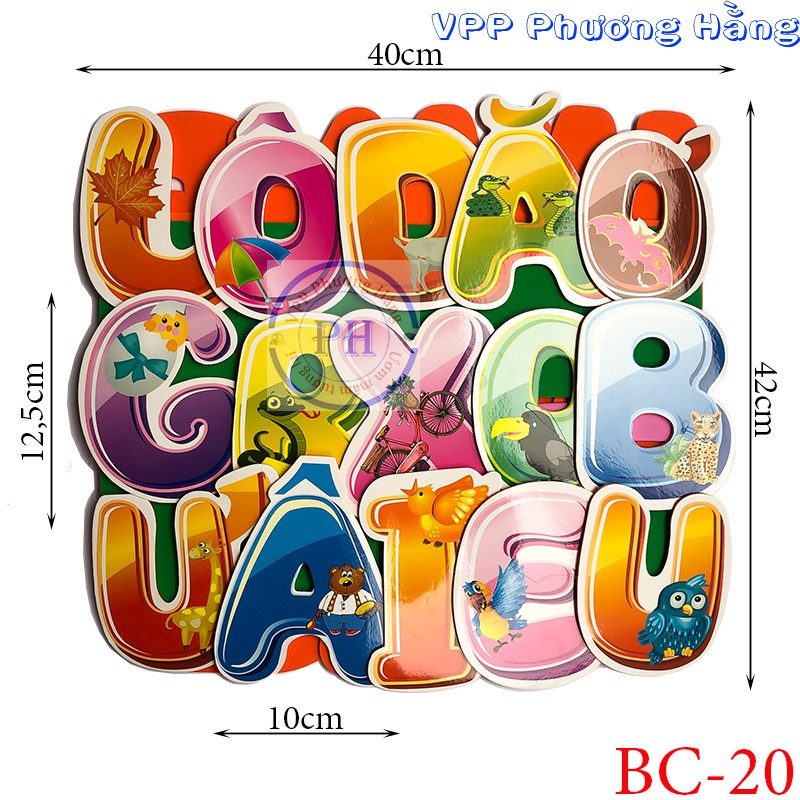 Bộ chữ cái tiếng việt in hoa hình con vật giúp bé học chữ dễ dàng