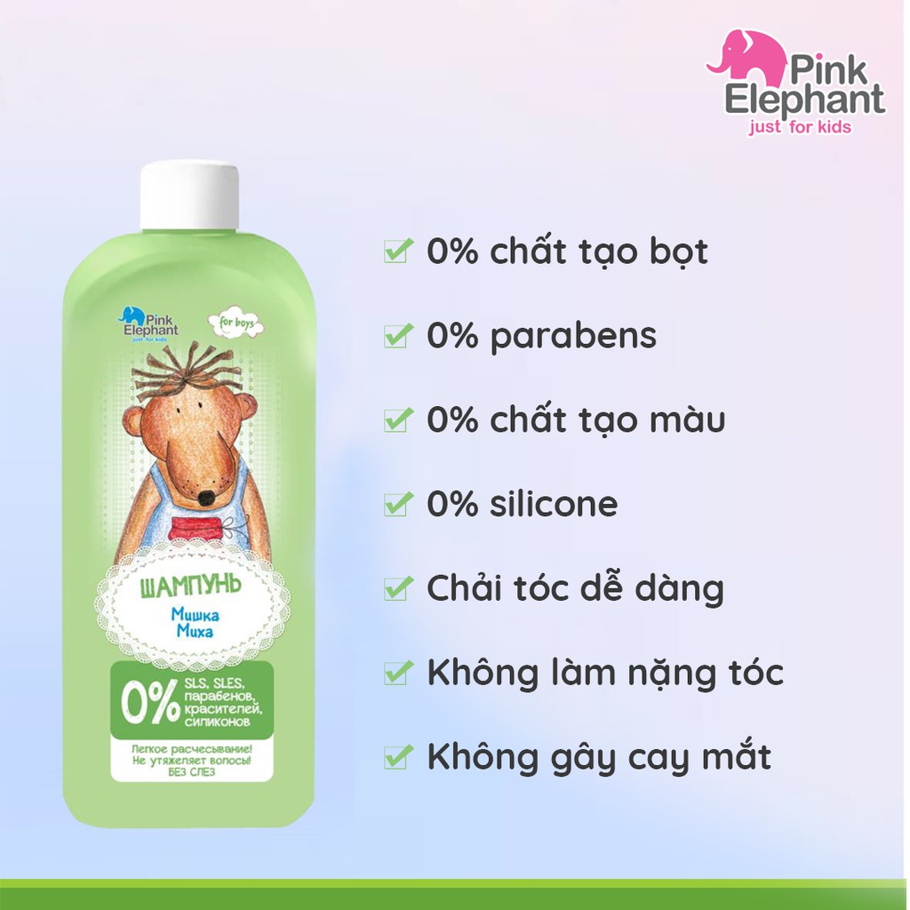 Dầu gội cho trẻ em Pink Elephant Bruin George 500ml - BioTopcare Official