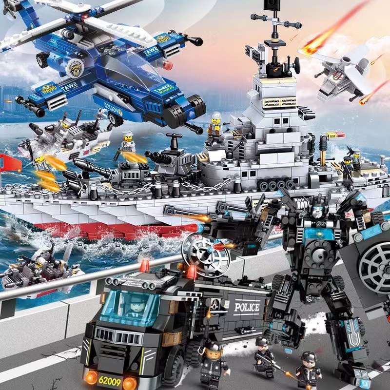 Đồ chơi trẻ em Mô Hình Lắp Ráp Lego Xe Cảnh Sát/Tàu Thuyền/Xe Cảnh Sát SWAT/Bmz