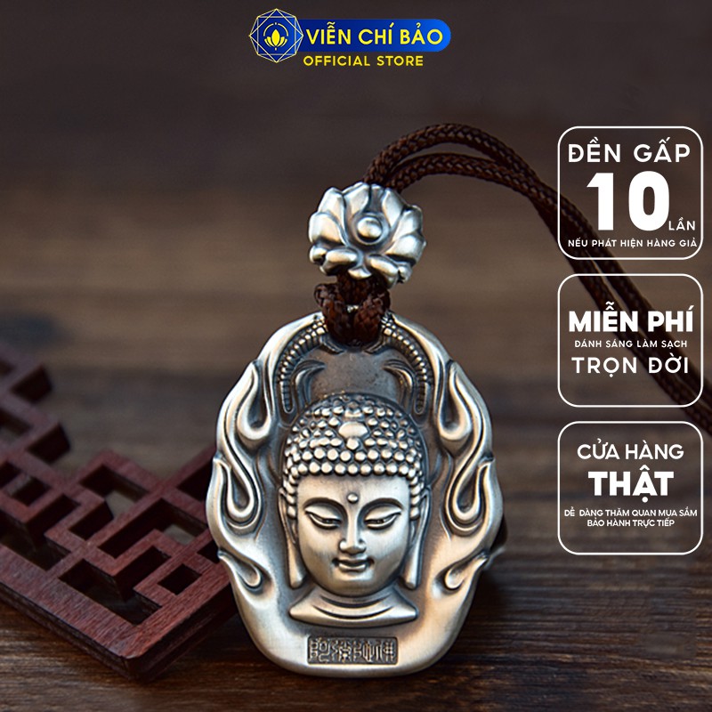Mặt dây chuyền bạc nam Phật bản mệnh 12 con giáp Liên Hoa Chân Hỏa chất liệu bạc Thái S925 Viễn Chí Bảo M100380