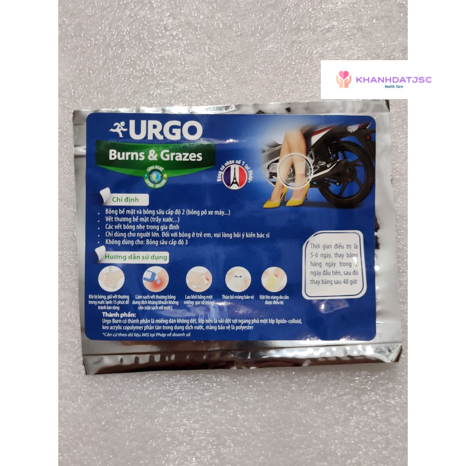 Băng dán cá nhân dành cho vết bỏng pô xe máy Urgo Burns & Grazes 1 miếng