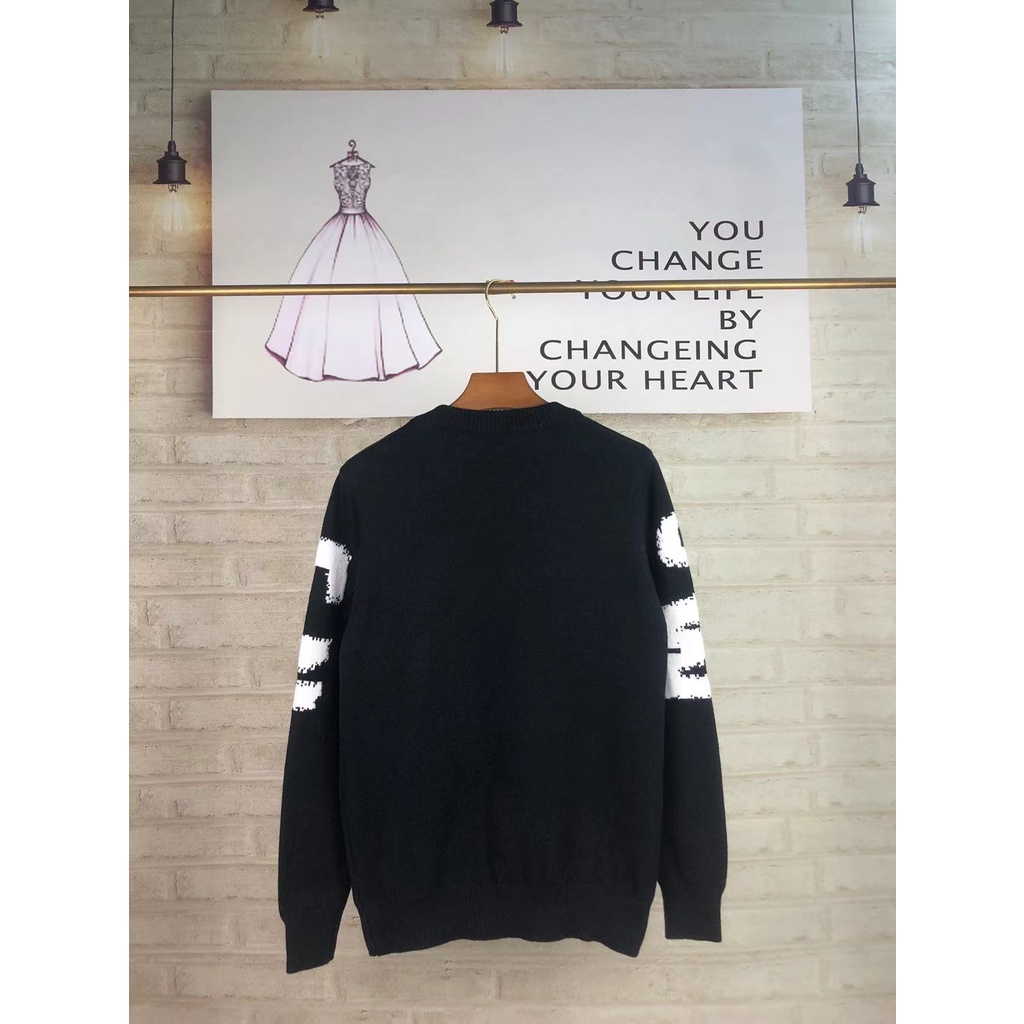 ALEXANDER MCQUEEN ❤❀  ❤ Áo Sweater Cổ Tròn Tay Dài Dáng Rộng In Chữ Thời Trang Cao Cấp Dành Cho Cặp Đôi
