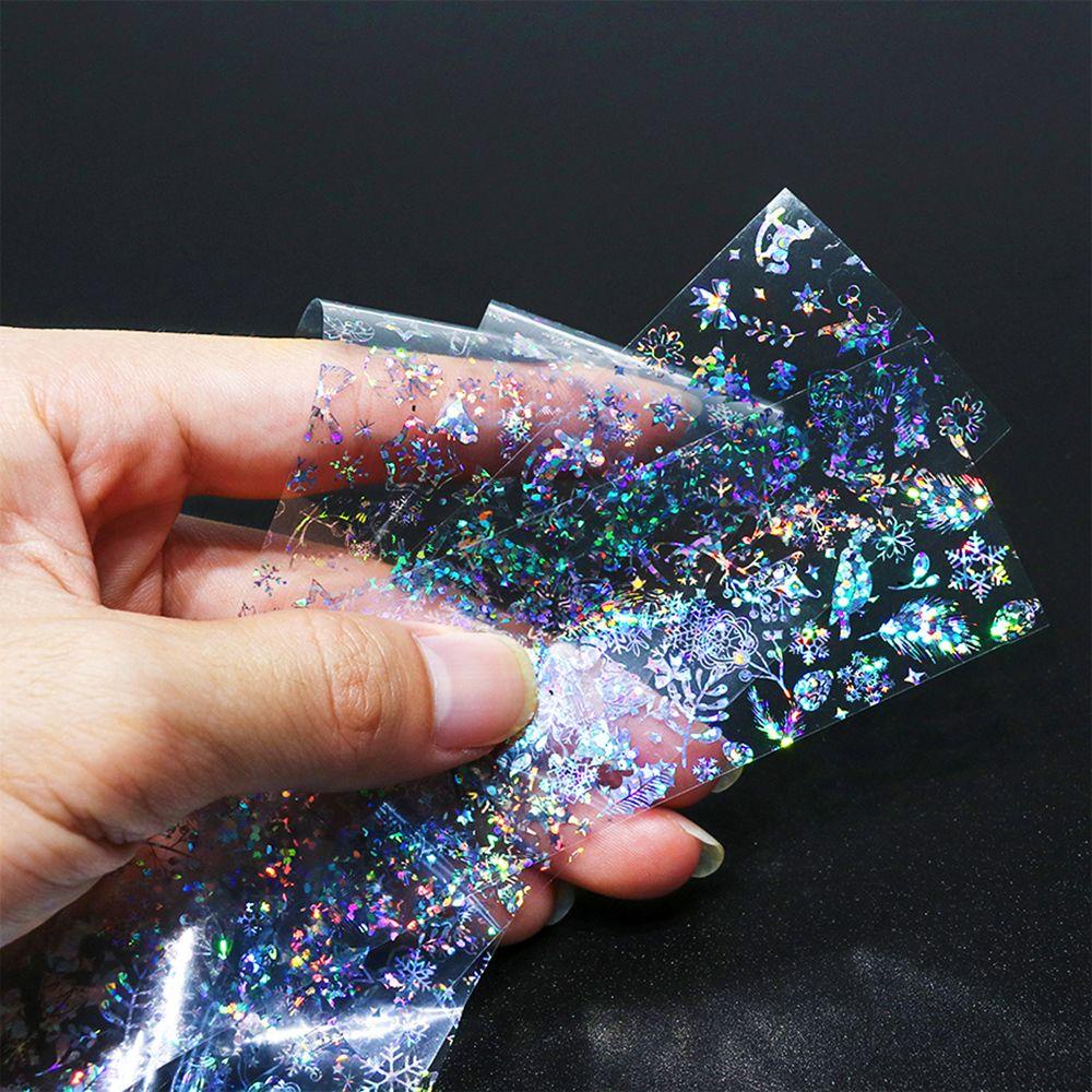 Bộ 10 Miếng Dán Trang Trí Móng Tay Họa Tiết Giáng Sinh Holographic