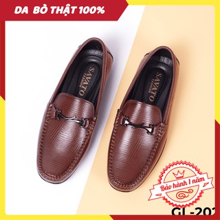 [FREESHIP - DA THẬT] -  Giày lười nam công sở màu nâu - Giày da bò thật 100% - GL 202