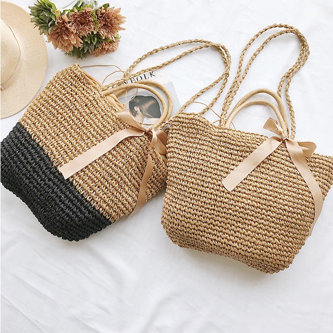 Labonia-Túi cói đi biển hanmade