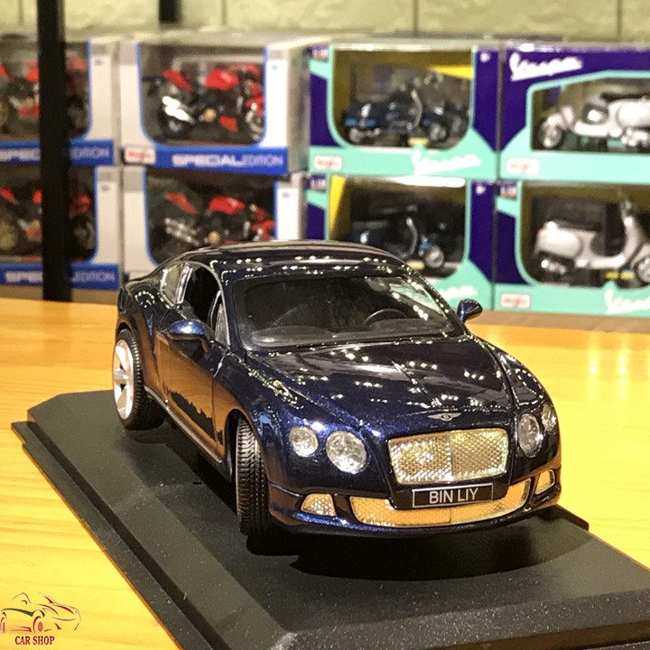 Mô hình xe ô tô Bentley GT W12 tỉ lệ 1/24 hãng Double Horses màu xanh đen