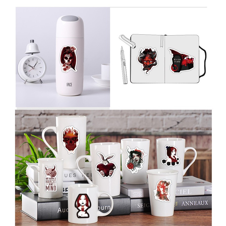 100 / 50 / 25 / 10 nhãn dán trang trí xe hơi / ván trượt / laptop họa tiết graffiti phong cách gothic tùy chọn