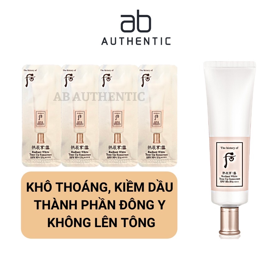 Gói Sample Kem Chống Nắng dưỡng trắng da Whoo Radiant white tone up sunscreen- AB Authentic