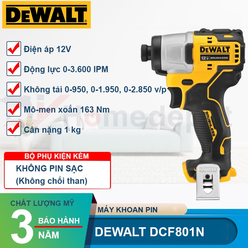 Máy vặn vít cầm tay 12V/BL Dewalt DCF801D2-KR