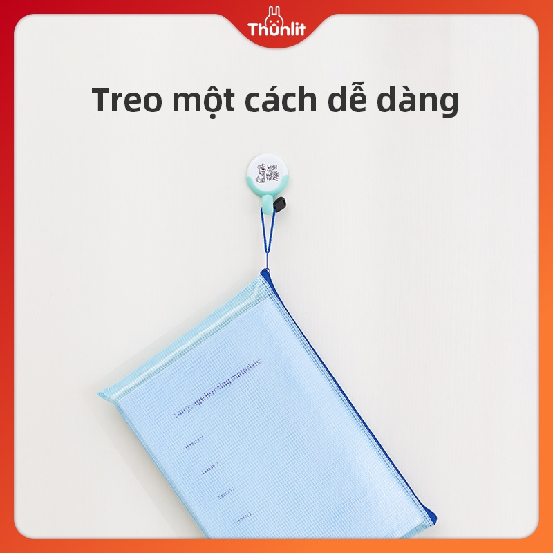 Túi Thunlit khổ A4 trong suốt có khóa kéo đựng tài liệu giấy tờ tiện dụng dành cho học sinh sinh viên