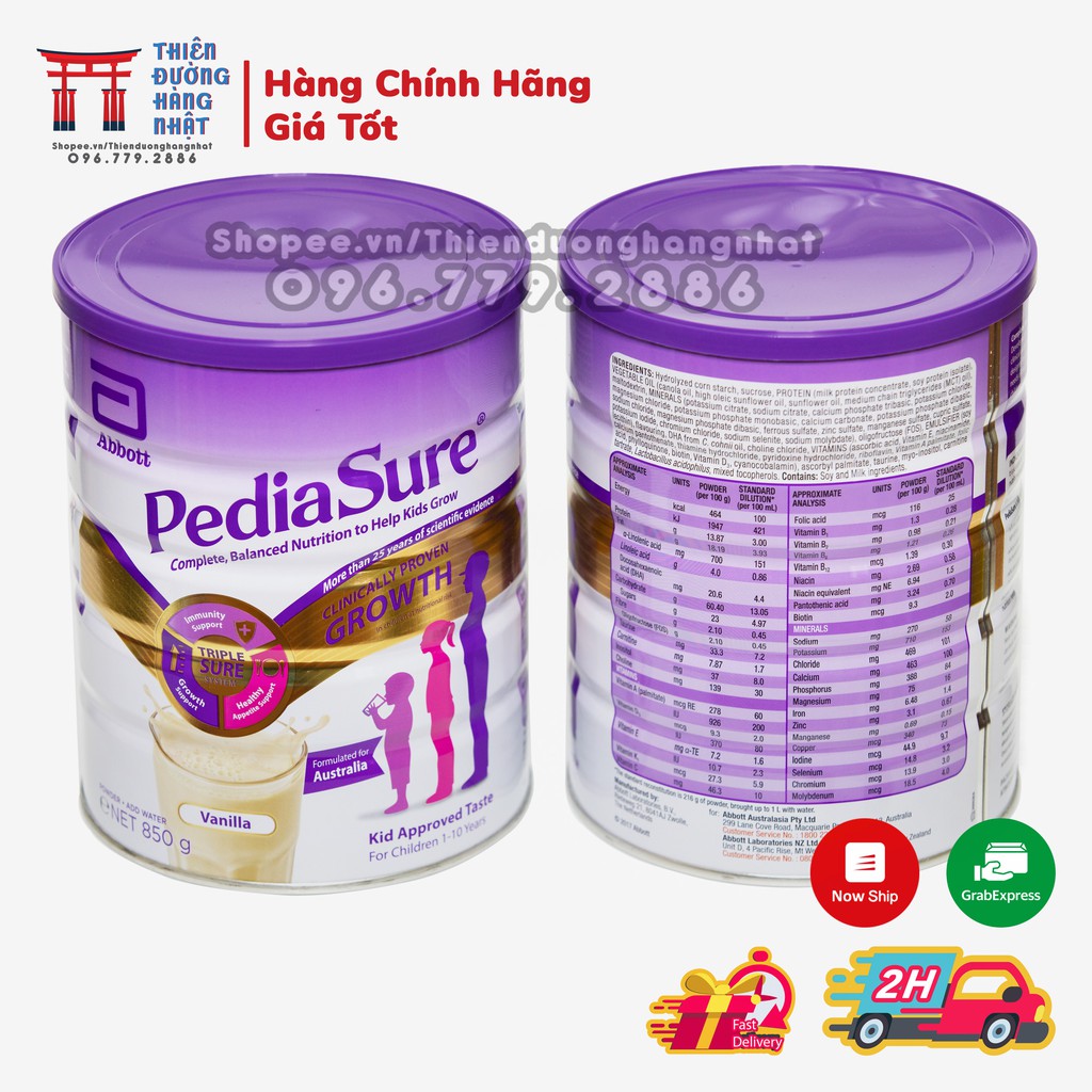 Sữa Pediasure Úc nắp tím 850g [Date 2/2022]