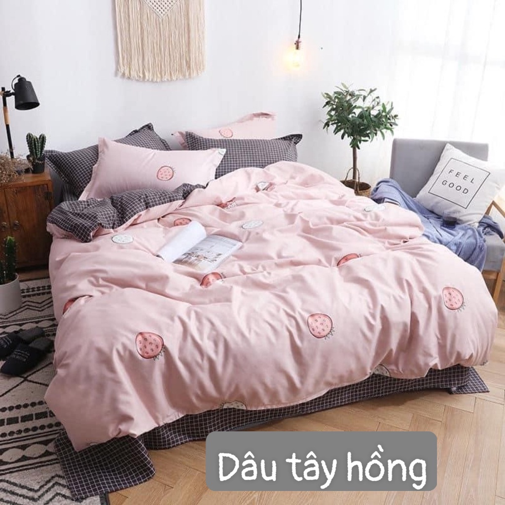 Bộ chăn ga gối cotton poly nhập khẩu, vải đẹp không phai màu