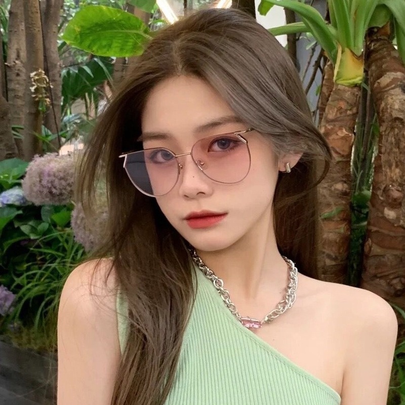 Kính Mát Chống Tia UV Màu Gradient Phong Cách Retro Thời Trang Hàn Quốc Cho Nữ