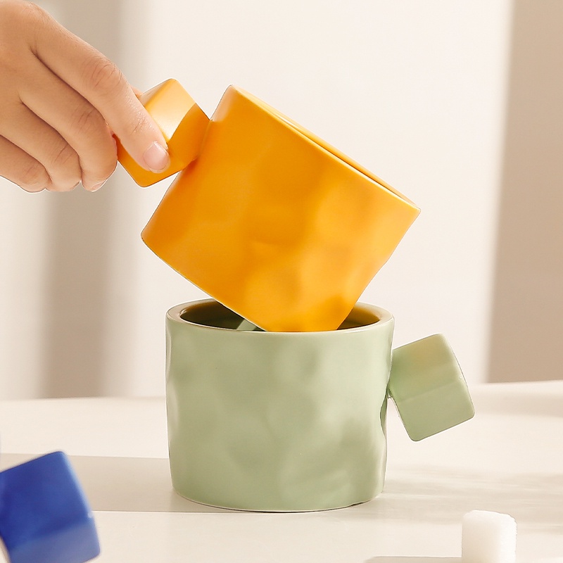 Ly sứ Nghệ Thuật tay vuông độc đáo - HÌNH THẬT VÀ KHĂC TÊN THEO YÊU CẦU, dung tích 450ml, HỘP QUÀ TẶNG