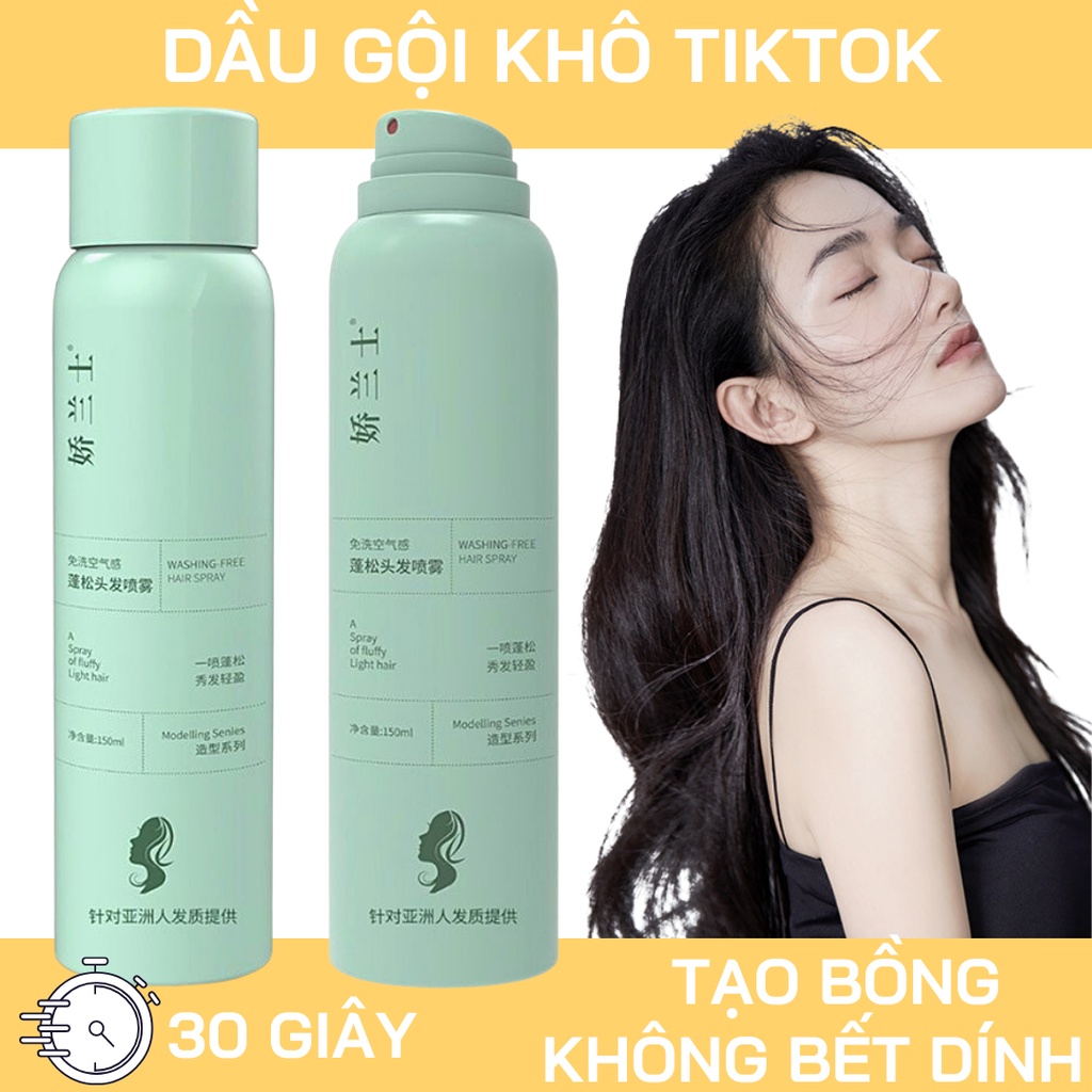 Dầu Gội Khô Nội Địa Trung Chính Hãng, Tạo Phồng Chống Bết Dính - Xịt Gội Đầu Khô Tóc Hot Tiktok Dạng Xịt 150ml