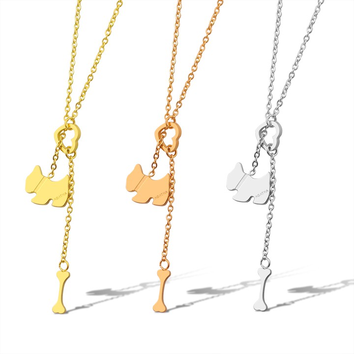 DÂY CHUYỀN TITAN CON CHÓ,CON CÚN, CỤC XƯƠNG CÁCH ĐIỆU TN135 siêu đẹp, bền màu chuẩn thời trang