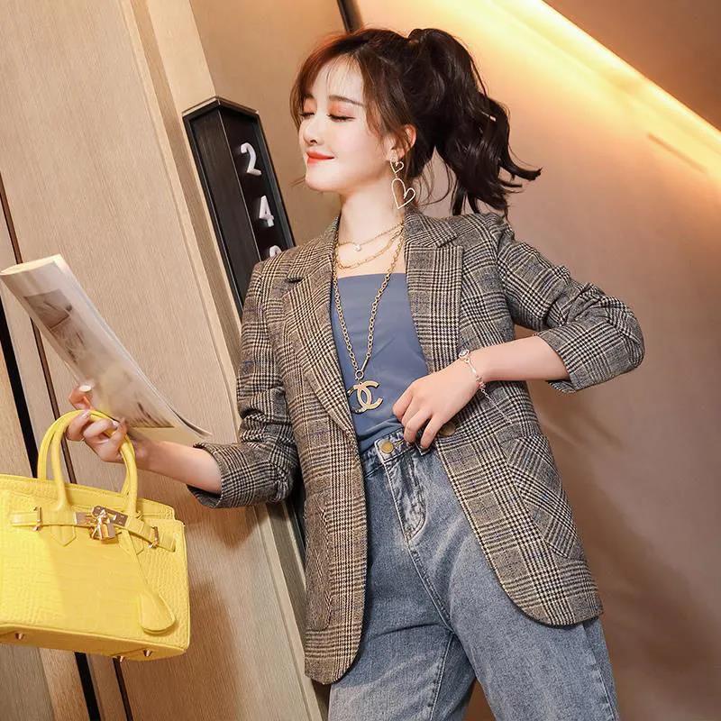 Áo khoác blazer dạ kẻ/Áo vest dạ kẻ phom nhỏ 2 lớp ulzzang Hàn Quốc hottrend