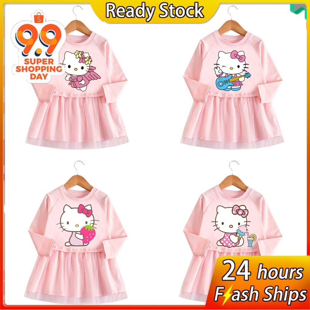 Đầm Cotton HìNh Hello Kitty Cho Bé GáI
