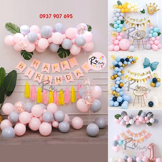 Set bóng trang trí sinh nhật Bé Trai, Bé Gái, Tone xanh, Hồng