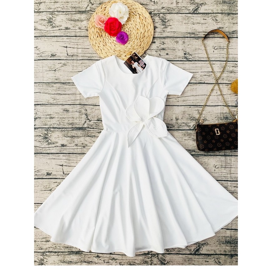 - ĐẦM XÒE TRẮNG EO ĐÍNH HOA TO DUYÊN DÁNG - MH29