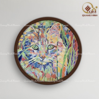 Tranh Mosaic Gốm Tròn Chú Mèo Saphia - Quang Minh Mosaic - Hàng chính hãng made in Bat Trang 100%