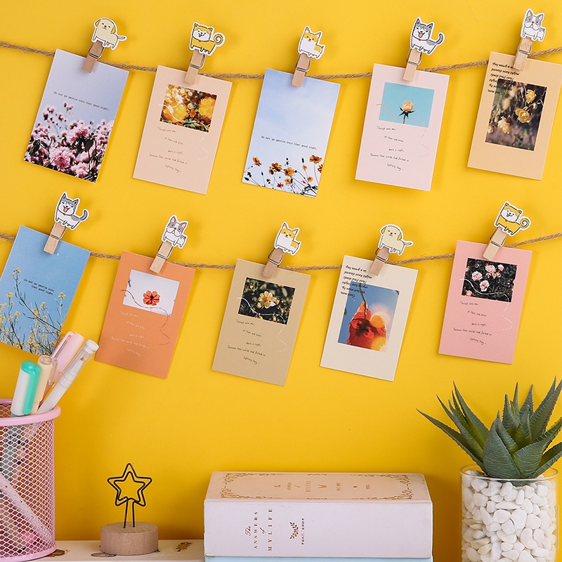 Set 10 Kẹp Giấy Mini Bằng Gỗ Hình Cún Hoạt Hình Thiết Kế Sáng Tạo