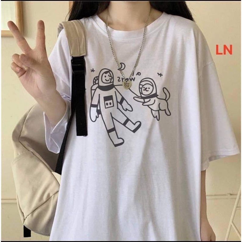 Áo phông vẽ phi hành gia và cún DA6