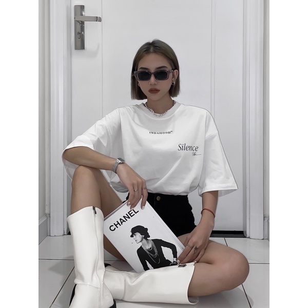 Áo Thun form rộng SILENCE INDAHOOD Black/White | BigBuy360 - bigbuy360.vn