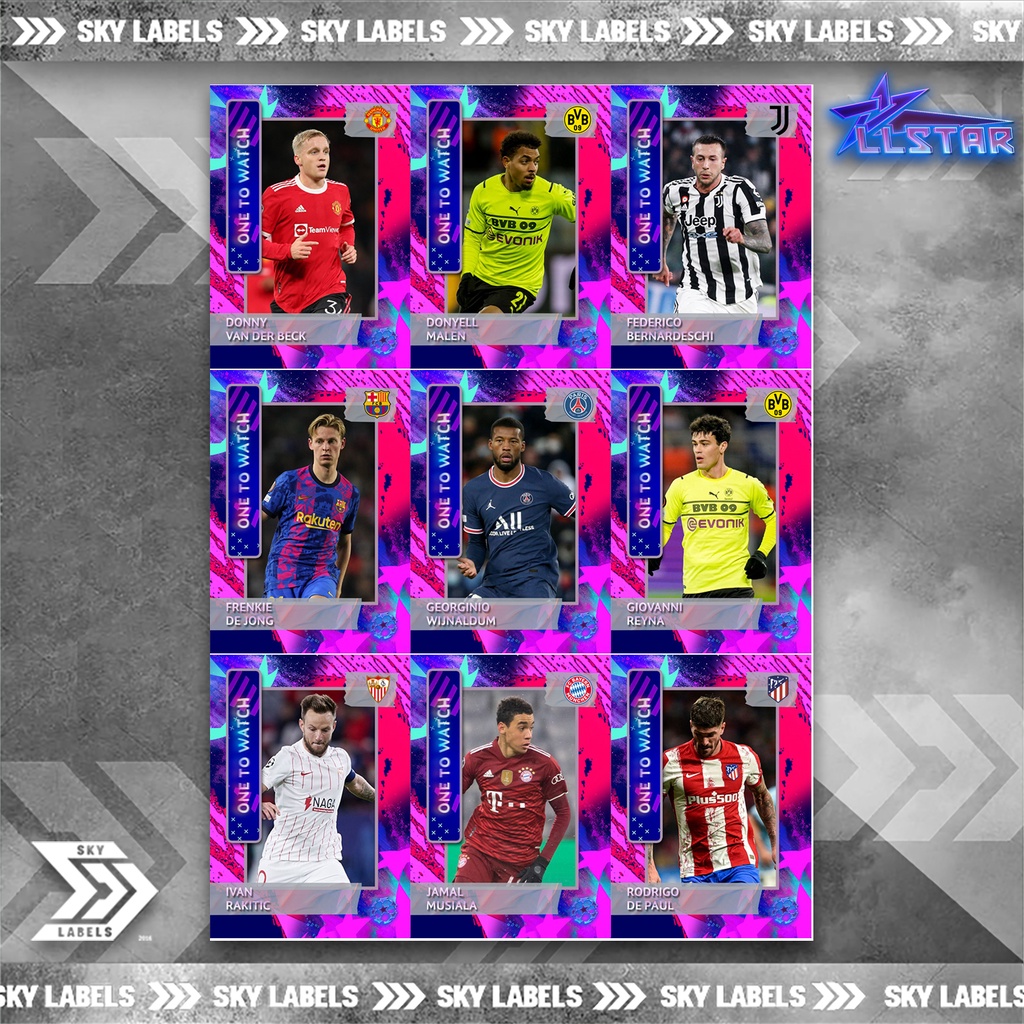 Thẻ SKY UCL ONE TO WATCH | Van Der Beck, Malen, Bernardeschi, De Jong, Wijjnaldum, Reyna, Rakitic, Musiala. De Paul