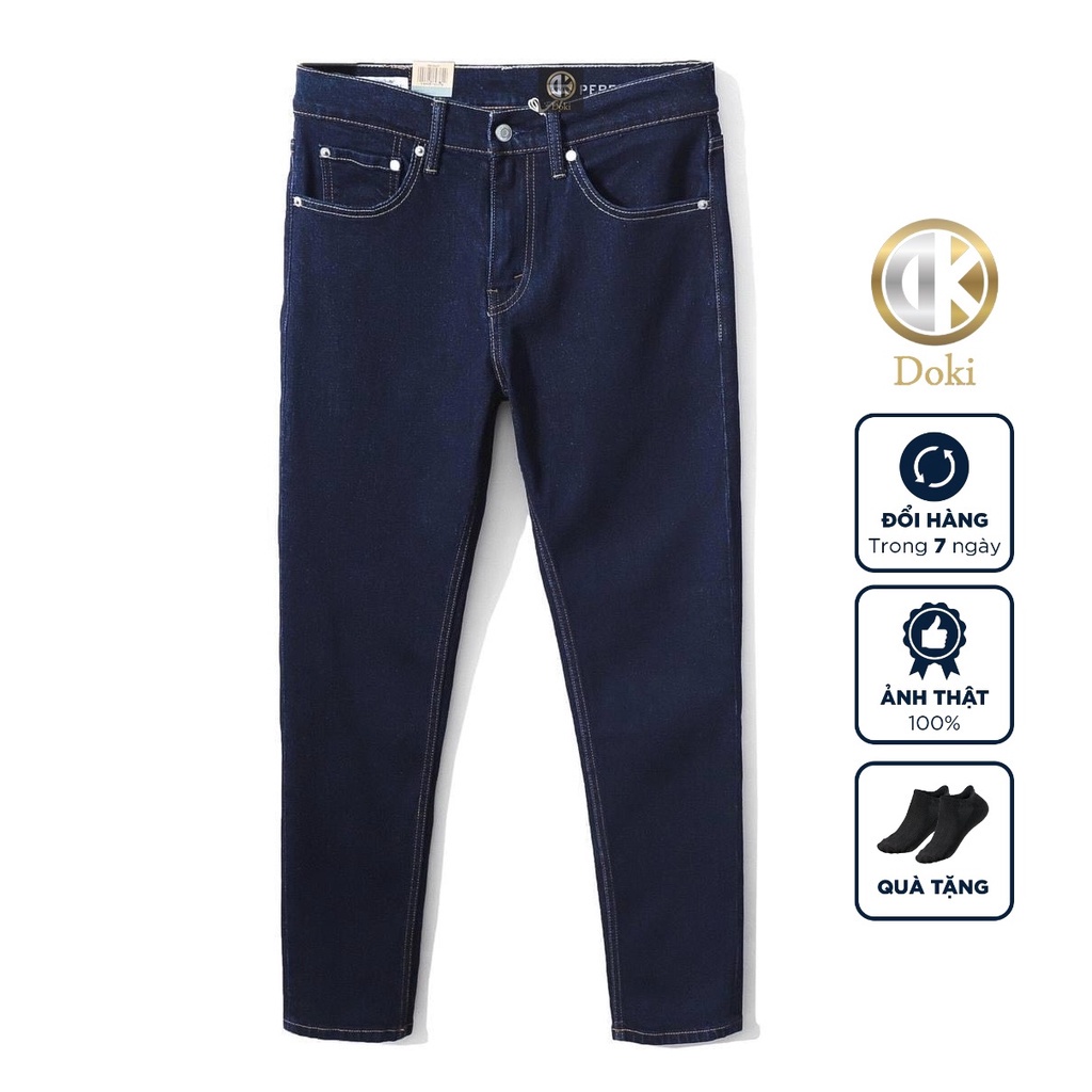 Quần Jean Nam Cao Cấp Màu Xanh Tím Than XT-01, Quần Bò Nam dáng ôm nhẹ, ống 17-18cm, chất vải co giãn - Doki Store ©️