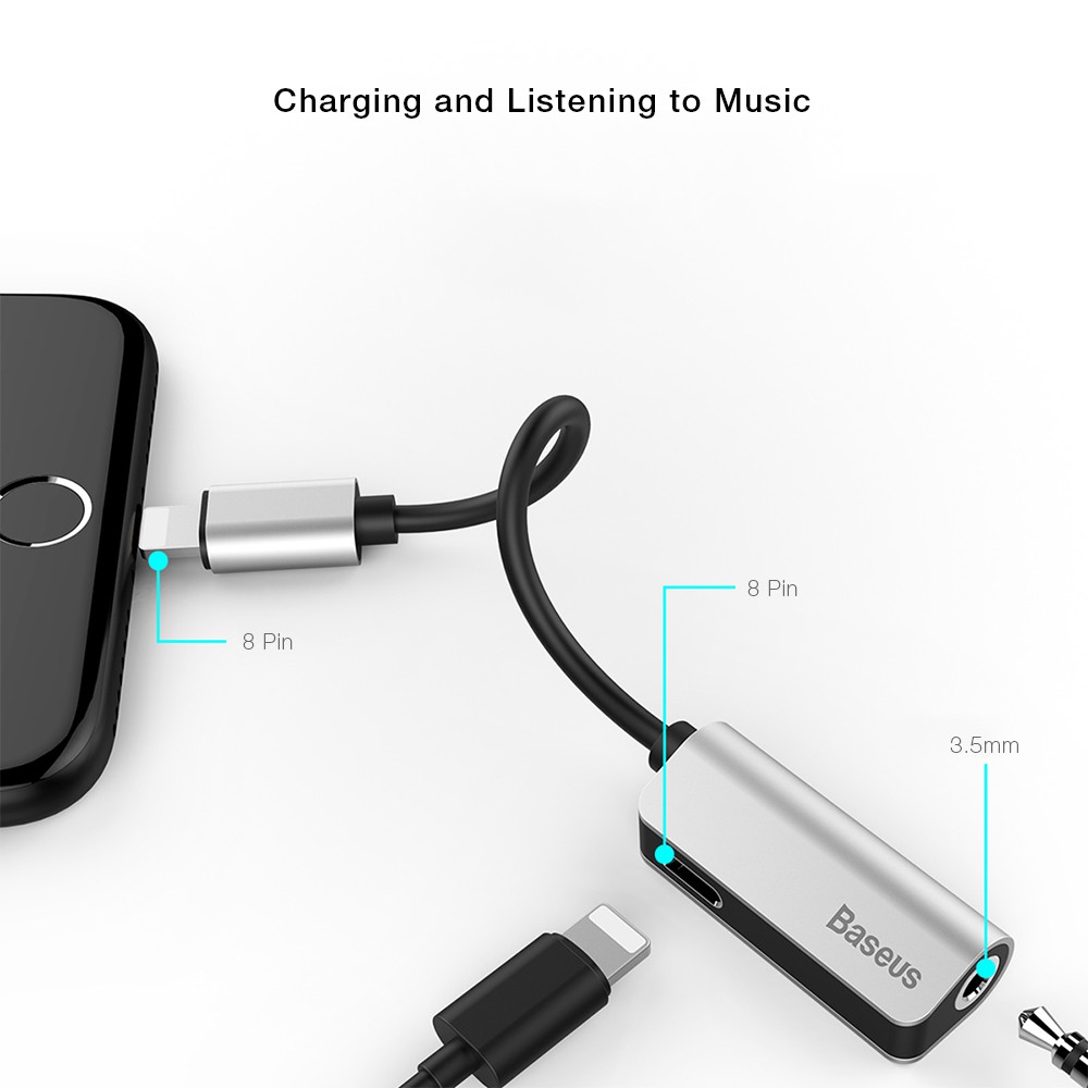 [Mã ELORDER5 giảm 10K đơn 20K] Cáp chuyển đổi Lightning ra Lightning + Audio 3.5mm Baseus L32