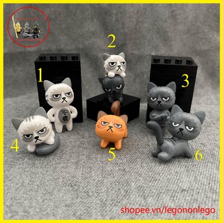 Mô hình tĩnh những chú mèo nhăn nhó đáng yêu làm tiểu cảnh trang trí góc làm việc