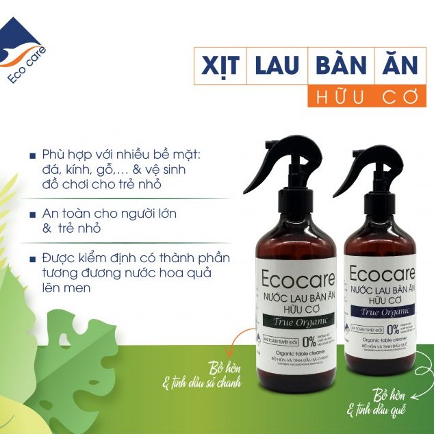 Xịt Lau Bàn Ăn từ Bồ Hòn Hữu Cơ ECOCARE 500ml - Diệt khuẩn, khử mùi, hiệu quả mọi bề mặt