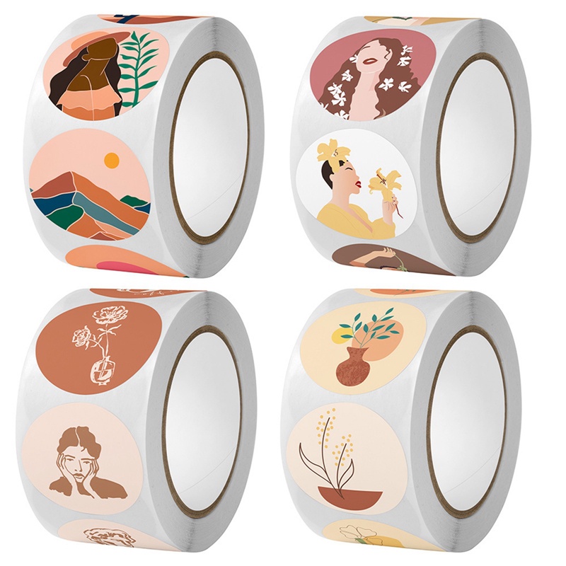 Cuộn 500 Sticker Dán Trang Trí Phong Cách Retro