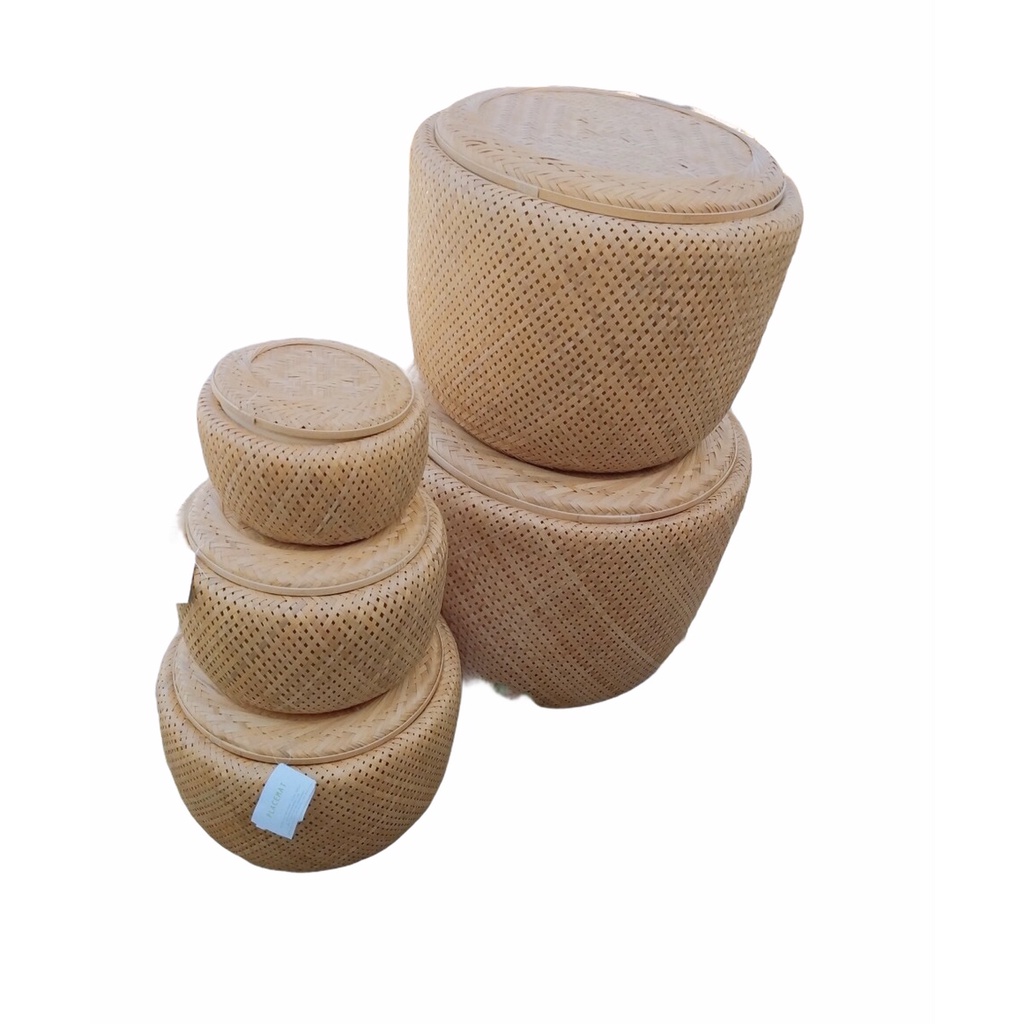Bộ Hộp Tre Hai Lớp Có Nắp Đậy - Phong Cách Boho - Chất Liệu Tre Tự Nhiên - Sản Xuát Thủ Công Tại Việt Nam